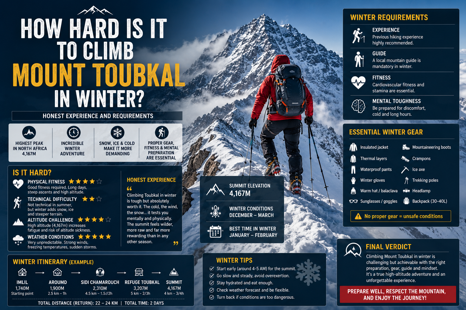 How Hard is it to Climb Mount Toubkal in Winter Honest Experience and Requirements